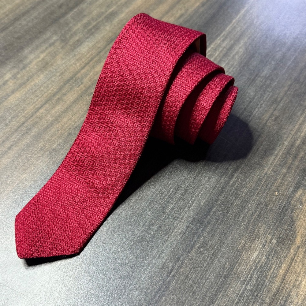 IMPACT Necktie Made in USA‎ Red Textured Woven Men's Tie